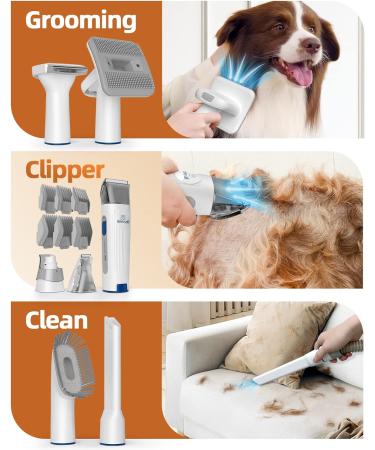 oneisall Dog Grooming Vacuum Kit | Professional Pet Hair Suction Groomer with 7 Tools | for Dogs and Cats | Shedding & Grooming Solution (1.5 Litre) - Buy Online on GoSupps.com