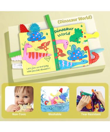 Dinosaur World Baby Cloth Book with 3D Tails | Soft Crinkle Activity Book for Early Education and Intelligence Development | Suitable for Babies 0-12 Months - Buy Online on GoSupps.com