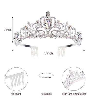 AB Rhinestone Birthday Tiara for Women - Queen Crown with Girl Sash | Silver Birthday Crowns for Girls - Buy Online on GoSupps.com
