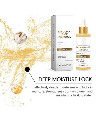 Exfoliating Rice Ampoule Rice Serum for Gentle Face Peel Dead Skin Remover Pore Minimizing & Deep Hydration Exfoliant with Hyaluronic Acid for Glowing Skin All Skin Types (White Rice 30ml) White Rice 1 Fl Oz (Pack of 1) - Buy Online on GoSupps.com
