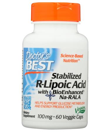 Doctors Best Stabilized R-Lipoic Acid with BioEnhanced Na-RALA 100 MCG Gluten Free 60 Veggie Capsules (Pack of 1)
