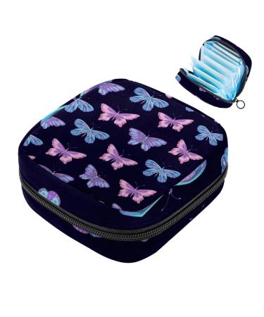 Period Pouch Period Bags for Teen Girls School Sanitary Napkin Storage Bag for Feminine Products Purple Blue Butterfly Multi-colored5