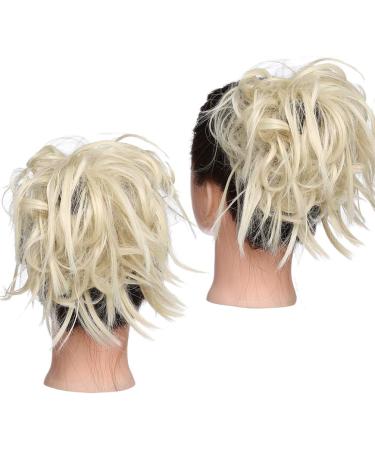 Tousled Updo Messy Bun Hair Extension - Bleach Blonde | Synthetic Wavy Hairpiece for Women - Buy Online on GoSupps.com