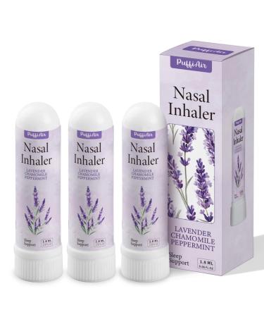 PUFFIAIR Lavender Nasal Sticks (3 Pack) Pure Lavender & Chamomile Extract Help Sleep Promote Calm & Stuffy Noses Support Craving Relief for Smokers