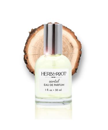 Herb & Root Santal Perfume for Men or Women | Raw Indian Sandalwood with hints of Leather and Balsam | Woody Unisex Scent Perfume Spray | Vegan and Paraben Free | Made in the USA