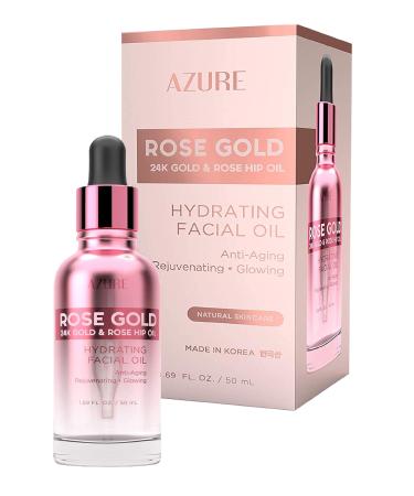 AZURE Rose Gold Hydrating Facial Oil - Anti Aging, Lifting & Firming | Reduces Appearance Of Wrinkles & Fine Lines | Calms & Revitalizes Skin | Made in Korea - 50mL