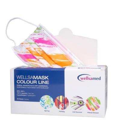 wellsamed Wellsamask Colour Line 50 pieces face mask with elastic band Hawaii-Pink
