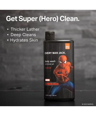 Every Man Jack Spider-Man Body Wash Twin Pack - 16.9 oz x 2 | Paraben, Phthalate, Dye-Free, Cruelty-Free - Buy Online on GoSupps.com