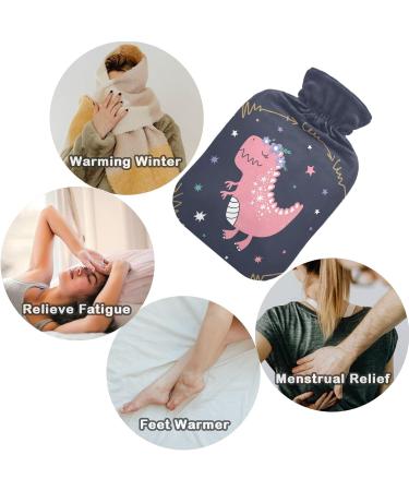 Shop Naanle Pink Dinosaurs 2L Hot Water Bottle - Transparent Cover for Pain Relief & Warmth | Ideal for Bed Hands & Feet - Buy Online on GoSupps.com