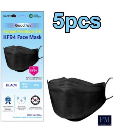 Premium 3D KF94 Face Masks - (Pack of 10) Black & White Combo Set | 4-Layer Filters | Made in Korea - International Shipping - Buy Online on GoSupps.com