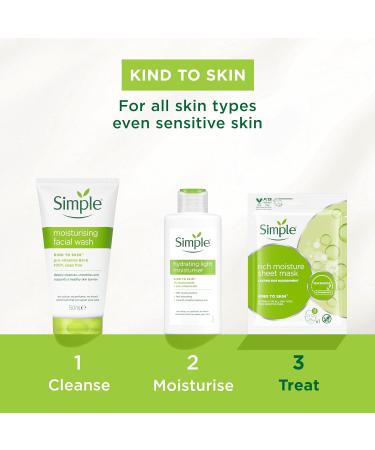 Simple Kind to Skin Regime Gift Set Facial Wash Sheet Mask & Moisturiser Perfect for Any Occasion 3 piece - Buy Online on GoSupps.com