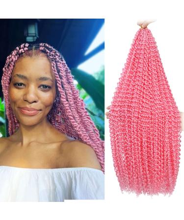 Passion twist hair 24 inch 7 packs pink color water wave crochet braiding synthetic hair extensions for black women (24 Inch 7 Pack Pink) 24 Inch (Pack of 7) Pink