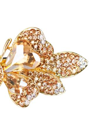 Sankuwen Champagne Crystal Rhinestone Hair Barrette | Small Butterfly Hairpin for Women | Elegant French Hair Clip for Mom - Buy Online on GoSupps.com