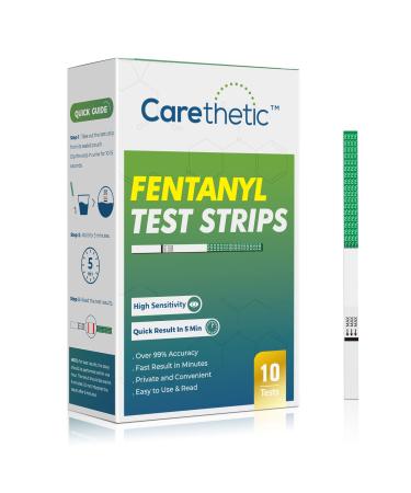 Fentanyl Test Strips for Rapid Detection - 10 Pack Fentanyl Testing Strips in High Sensitivity & Rapid Result - Carethetic Fentanyl Test Kit - Easy to Use & Easy to Read