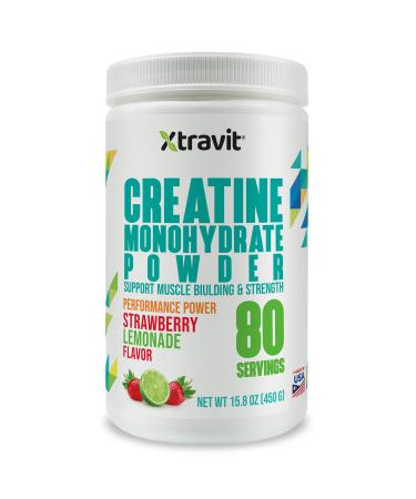Creatine Monohydrate Powder Supplements Strawberry Lemonade Flavored Drink Mix for Men & Women - Support Muscle Gains & Strength - Pure Filler & GMO Free Supplement 5000mg 15.8 oz Strawberry 15.8 Ounce (Pack of 1)