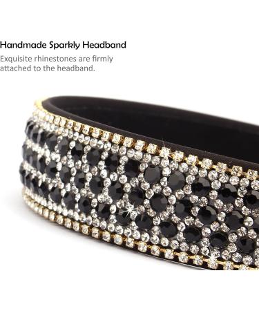 Wecoe Rhinestone Headband Fashion Black Headbands Crystal Bling Diamond Headband Glitter Sparkly Headband Hair Accessories Valentine Gifts For Women Ladies (Silver & Black) - Buy Online on GoSupps.com
