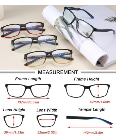 Men's Stylish 4-Pack Reading Glasses with UV Blue Light Blocking - 2.0 Magnification Strength - Spring Hinges & Anti-Glare Filters - Mix Colors - Buy Online on GoSupps.com
