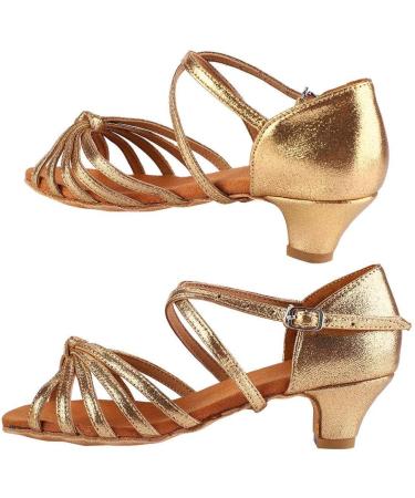 Comfortable Gold Latino Dance Shoes for Girls - PU Soft 4cm Heel Size 35 EU | International Shipping Available - Buy Online on GoSupps.com