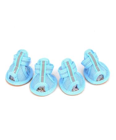 Zunea Summer Dog Shoes for Hot Pavement Breathable Mesh Sandals Puppy Anti Slip Paw Protectors Adjustable Reflective for Boys Girls Pet Small Dog Cat Chihuahua Blue 5# 5# (LxW): 2.1 * 1.77" blue