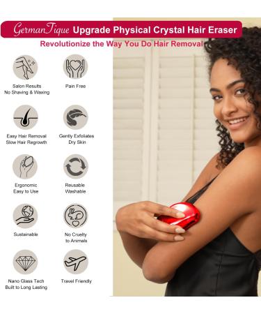 Pain-Free Germantique Crystal Hair Remover - Natural Rubber & Nanoglas Epilator for Silky Smooth Skin (Red) - Shop Internationally - Buy Online on GoSupps.com