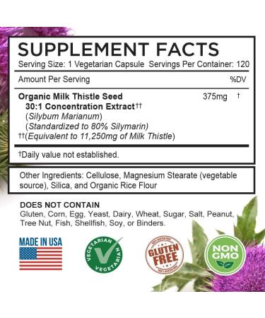 FarmHaven Milk Thistle Capsules 11250mg | 30X Concentrated Seed Extract & 80% Silymarin | Supports Liver Function | 120 Veggie Capsules - Buy Online on GoSupps.com
