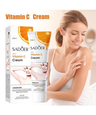 Sadoer Vitamin C Cream 3 in 1 - Moisturizing Skincare for Even Skin Tone | Hyaluronic Acid Body Corrector Cream for Underarms Neck Knees Elbows & More (2Pcs - Buy Online on GoSupps.com