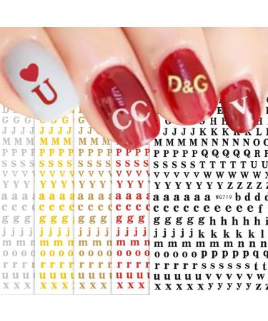 JMEOWIO Letters Nail Art Stickers Decals 8 Sheets Self Adhesive Designer English Alphabet Nail Art Design DIY Nail Decoration for Women Girls