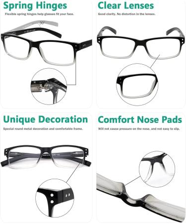 Buy Eyekeper Classic Spring Hinge Reading Glasses - 5 Pack Black/Transparent 1.0 Diopters Sun Reading Glasses with Transparent Lens - International Shipping Available - Buy Online on GoSupps.com