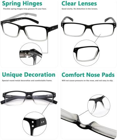 Eyekeper 5-Pack Classic Spring Hinge Reading Glasses - Black/Transparent 0.0 Diopters UV Protection - Buy Online on GoSupps.com