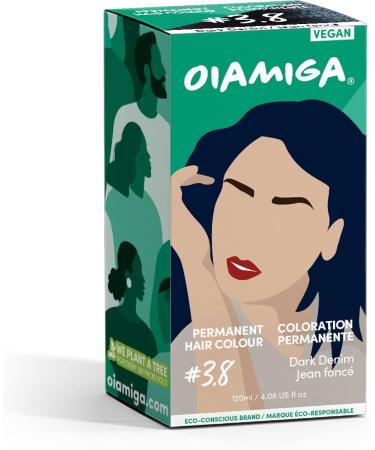 Oiamiga Dark Denim Permanent Hair Dye Inclusive Hair Colour for All Hair Types Rapid Processing Made with Natural Ingredients Vegan and Cruelty Free 120ml - Buy Online on GoSupps.com