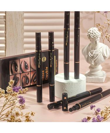 Crayon Eyeliner | Crayon Eyeliner Liquide avec Pochoirs Tampon 6 Pi ces Cosm tiques Double Embout Anti-T che pour Spectacle F te Sc ne Rendez-vous Mariage Cosplay et Vacances - Buy Online on GoSupps.com