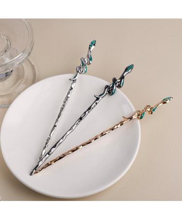 FRDTLUTHW 6.9 Snake Hair Sticks - Pack of 3 Long Hair Pins for Women (Gold, Silver, Black) - Buy Online on GoSupps.com