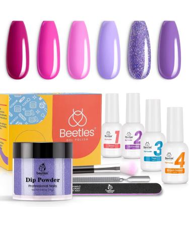 Beetles Dip Powder Nail Kit 6 Colors Glitz and Glamour Purple Pink Dipping Kit Spring Into Summer Collection, No LED Nail Lamp Needed Manicure Kit Nail Art DIY Home Gift Box 6 PCS Glitz and Glamour - Buy Online on GoSupps.com