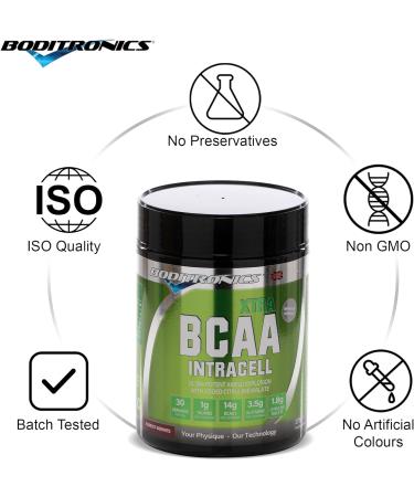 Boditronics BCAA Intracell Xtra Intra Workout Protein Powder Branched Chain Amino Acid Supplement with Vitamin B6 & B3Amino Energy Drink Powder (Orange Passionfruit 750g) Orange and Passionfruit 750g - Buy Online on GoSupps.com
