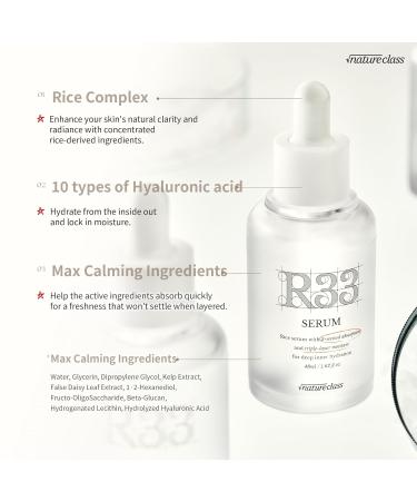 NATURECLASS R33 Hydrating Serum for Face with 10-Type Hyaluronic Acid Niacinamide Vitamin B5 Rice Extract Barrier Support Fragrance Free Korean Skin Care 1.69 fl oz - Buy Online on GoSupps.com
