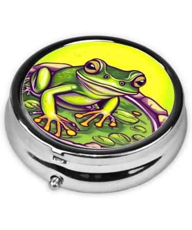 Frog in a Pond Round Pill Box - 3 Compartment Organizer for Purse & Pocket | Portable Travel Pill Box - Buy Online on GoSupps.com