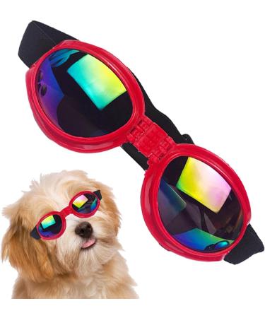 Luckxing Dog Sunglasses - UV Protection & Windproof Puppy Glasses for Medium Dogs - Adjustable Strap & Stylish Red Motorcycle Design - Buy Online on GoSupps.com