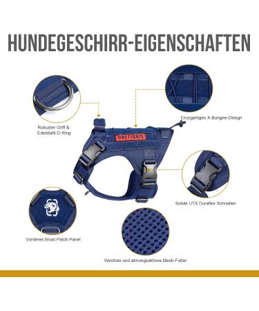 Oneigris Dog Harness - Fire Watcher Tactical Safety Vest for Service Dogs | No-Pull with 1 Handle & 2 D-Rings - 1000D Nylon Size S Blue | International Shipping Available - Buy Online on GoSupps.com