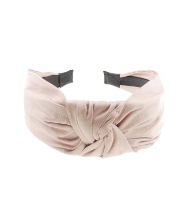 Ladies Wide Soft Leather Look Top Knot Evening Headband Alice Band (Dusky Pink)