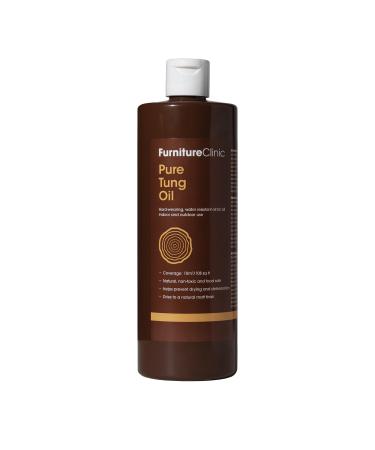 Furniture Clinic Pure Tung Oil for Wood | Non-Toxic Food Grade Water Resistant Tung Oil | Finish & Seal Natural or Stained & Treated Wood | Great for Use on Indoor & Outdoor Surfaces & Floors - 17oz