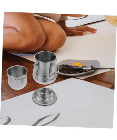 Tofficu Stainless Steel Paint Brush Washing Bucket - Artist Brush Washer Tub Cleaner 10x8cm Silver - Durable Metal Brackets & Washers - Buy Online on GoSupps.com