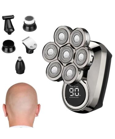 Balder Boss Electric Shaver Upgraded 6-in-1 Shaver for Bald Men Micro Electric Shaver for Men Stainless Steel Hair Trimmer with LED Light and USB Charging Port (Color : Seven Blades)