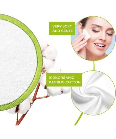 16Pcs Reusable Organic Cotton Makeup Remover Pads | Washable Face Wipes Cloth with Laundry Bag | Eco-Friendly Face Round Cotton | For Adults and Kids | Green - 16 Count - Buy Online on GoSupps.com