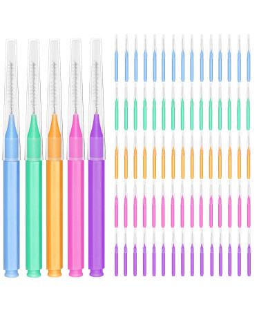EasyHonor Braces Brush for Cleaner Interdental Brush Toothpick Dental Tooth Flossing Head Oral Dental Hygiene Flosser Toothpick Cleaners Tooth Cleaning Tool (5Colors,75pcs) Interdental brush 75pcs bright color