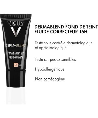 Vichy Dermablend High Coverage Concealer Fluid Foundation For All Skin Types Shade: 25 Nude 30 ml - Buy Online on GoSupps.com