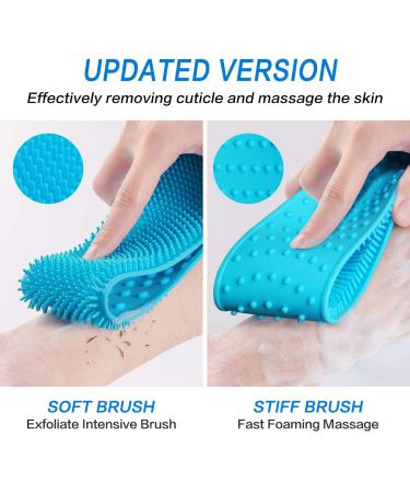 Silicone Bath Body Brush Back Scrubber - Exfoliating Double Side Bath Belt for Men Women - Blue - Buy Online on GoSupps.com