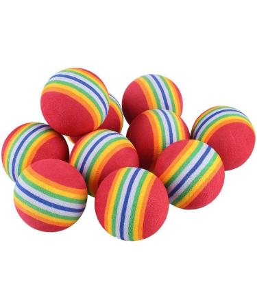 VOVIGGOL 12 Pack 2 Color Rainbow Cat Toy Balls Soft EVA Foam Interactive Indoor Kittens Favorite Toys 1.38" Dia. Small Dogs Puppies Toy Balls Bulk Activity Chase Quiet Play Sponge Ball 12Pcs/ 2 Type Color - Buy Online on GoSupps.com