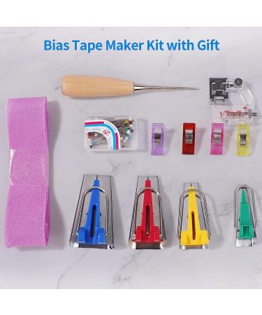ZECARFA Bias Tape Maker Kit - Quilt Binding Tools Set with 4 Sizes - Includes 2 Yards Purple Bias Tape - Create Unique Fabric Designs - Buy Online on GoSupps.com