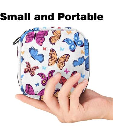 Colorful Menstruation Pocket & Zipper Bag for Women | Tampon & Napkin Organizer - Butterflies Design - Buy Online on GoSupps.com