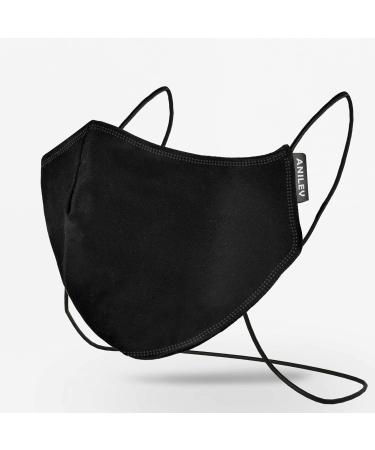 Anilev Set: 3 Washable Reusable Face Masks | Black Fabric | 3-Layer Regulation | Sizes S M L | International Shipping from Spain - Buy Online on GoSupps.com